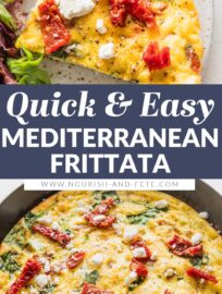 Whip up this Mediterranean Frittata for a quick, delicious, and satisfying meal any time of the day. It's got fluffy eggs, tender greens, tangy sun-dried tomatoes, and creamy Feta cheese, all in an easy one-skillet dish you'll love time and again.