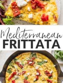 Whip up this Mediterranean Frittata for a quick, delicious, and satisfying meal any time of the day. It's got fluffy eggs, tender greens, tangy sun-dried tomatoes, and creamy Feta cheese, all in an easy one-skillet dish you'll love time and again.