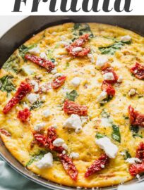 Whip up this Mediterranean Frittata for a quick, delicious, and satisfying meal any time of the day. It's got fluffy eggs, tender greens, tangy sun-dried tomatoes, and creamy Feta cheese, all in an easy one-skillet dish you'll love time and again.