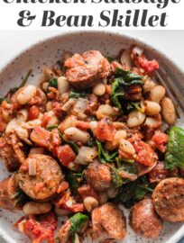 This one skillet meal of Chicken Sausage with White Beans, spinach, and sun-dried tomatoes is delicious, packed with protein, and ready in about 20 minutes. It's simple, hearty, and a great back-pocket recipe for those busy nights when you need a plan in a hurry.