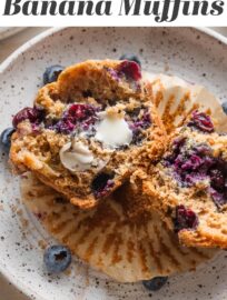 These simple Banana Blueberry Muffins are delightfully tender and positively bursting with gorgeous, juicy blueberries. They're also easy to whip up from everyday ingredients with either a stand mixer or by hand in one bowl. Among my favorite quick breakfasts and mid-day snacks!