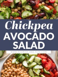 Toss together this nutrient-dense Chickpea Avocado Salad in 10 minutes for a truly feel-good side dish or lunch. Packed with creamy avocado, tangy olives, crisp cucumber, and juicy tomatoes, this has beauty in its simplicity.