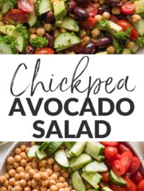 Toss together this nutrient-dense Chickpea Avocado Salad in 10 minutes for a truly feel-good side dish or lunch. Packed with creamy avocado, tangy olives, crisp cucumber, and juicy tomatoes, this has beauty in its simplicity.