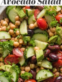 Toss together this nutrient-dense Chickpea Avocado Salad in 10 minutes for a truly feel-good side dish or lunch. Packed with creamy avocado, tangy olives, crisp cucumber, and juicy tomatoes, this has beauty in its simplicity.