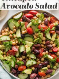 Toss together this nutrient-dense Chickpea Avocado Salad in 10 minutes for a truly feel-good side dish or lunch. Packed with creamy avocado, tangy olives, crisp cucumber, and juicy tomatoes, this has beauty in its simplicity.