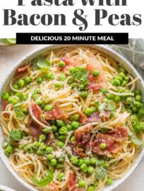 This recipe for Pasta with Bacon and Peas is so simple, but don't be fooled: the addition of an easy emulsified sauce makes these homey ingredients punch way above their weight. This is 20 minute dinner perfection, tailor made for those nights when you just don't know what else to make.