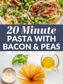 This recipe for Pasta with Bacon and Peas is so simple, but don't be fooled: the addition of an easy emulsified sauce makes these homey ingredients punch way above their weight. This is 20 minute dinner perfection, tailor made for those nights when you just don't know what else to make.