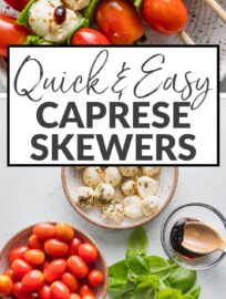 A modern classic, Caprese Skewers are the easiest and most delicious summer appetizer. They've got creamy mozzarella, juicy tomatoes, and a tangy balsamic glaze, all in a perfectly handheld package that is light, fresh, and bursting with flavor.