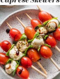 A modern classic, Caprese Skewers are the easiest and most delicious summer appetizer. They've got creamy mozzarella, juicy tomatoes, and a tangy balsamic glaze, all in a perfectly handheld package that is light, fresh, and bursting with flavor.
