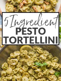 This simple and deliciously Creamy Pesto Tortellini is a dish you can toss together in just about 20 minutes yet feel great serving your family. It has a short list of ingredients and is a no-brainer to make, placing it forever among my favorite back-pocket recipes for busy weeknights.