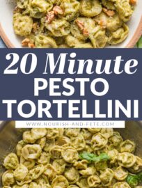This simple and deliciously Creamy Pesto Tortellini is a dish you can toss together in just about 20 minutes yet feel great serving your family. It has a short list of ingredients and is a no-brainer to make, placing it forever among my favorite back-pocket recipes for busy weeknights.