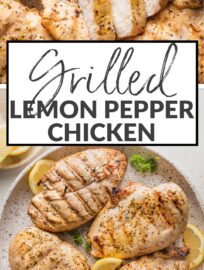 Simple and delicious, this Grilled Lemon Pepper Chicken is a perfect breezy, go-with-anything meal. The marinade of olive oil, honey, and lots of lemon and pepper sets the stage for juicy chicken breasts with a light yet enticing flavor. Pair this chicken with virtually any side you crave for dinner, then repurpose into salads and wraps for lunch throughout the week.