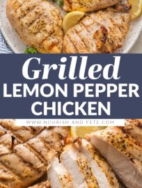 Simple and delicious, this Grilled Lemon Pepper Chicken is a perfect breezy, go-with-anything meal. The marinade of olive oil, honey, and lots of lemon and pepper sets the stage for juicy chicken breasts with a light yet enticing flavor. Pair this chicken with virtually any side you crave for dinner, then repurpose into salads and wraps for lunch throughout the week.