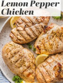 Simple and delicious, this Grilled Lemon Pepper Chicken is a perfect breezy, go-with-anything meal. The marinade of olive oil, honey, and lots of lemon and pepper sets the stage for juicy chicken breasts with a light yet enticing flavor. Pair this chicken with virtually any side you crave for dinner, then repurpose into salads and wraps for lunch throughout the week.