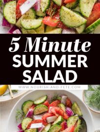 An easy, breezy Tomato Cucumber Salad is the vibrant side that goes with anything and everything -- all year, but especially in the summer when fresh garden produce is abundant. Whip this up today to add some color to your plate and some crunch to your palate.