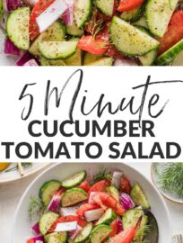 An easy, breezy Tomato Cucumber Salad is the vibrant side that goes with anything and everything -- all year, but especially in the summer when fresh garden produce is abundant. Whip this up today to add some color to your plate and some crunch to your palate.