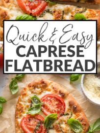 These Caprese Flatbreads are lightning fast yet extremely delicious, just the thing for an ultra-simple lunch or dinner. Use a flavorful crust, layer on the creamy mozzarella and juicy tomatoes, and go wild with the fresh basil on top--you can't go wrong!