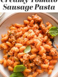 With a delicious light cream sauce, this Creamy Tomato Sausage Pasta is a winner for all seasons and easy to get on the table in about 25 minutes. We all love how the flavorful sauce clings to nubby pasta shapes, and I especially love how quick and easy this is to whip up after a busy day.