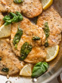 Whip up this Lemon Basil Chicken in one skillet and about 25 minutes for a flavorful main dish bursting with bright citrus, fresh herbs, and the richness of lightly browned butter. No marinating required!