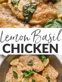 Whip up this Lemon Basil Chicken in one skillet and about 25 minutes for a flavorful main dish bursting with bright citrus, fresh herbs, and the richness of lightly browned butter. No marinating required!