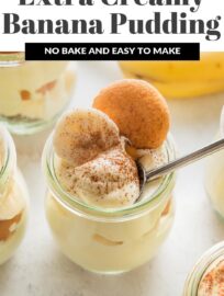Extra creamy and dusted with a light sprinkle of cinnamon, this Banana Pudding is a favorite no-bake dessert. Vanilla wafers, thinly-sliced bananas, and creamy whipped pudding combine into a beautiful and delicious layered treat.
