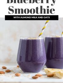 Pack in the protein and antioxidants with this creamy Blueberry Almond Milk Smoothie. With banana, oats, and almond butter, it's a satisfying real food option that is perfect for breakfast, post-workout recovery, or any quick snack!