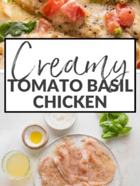 Creamy Tomato Basil Chicken is a 25 minute skillet that makes the most of vibrant garden tomatoes and herbs. With tender pan-fried chicken breasts in a light, silky cream sauce, this dish can flex effortlessly from a quick family dinner to an elegant main for company.