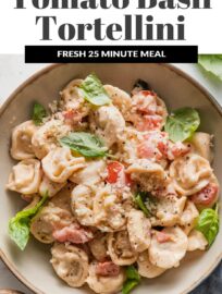 This Creamy Tomato Basil Tortellini recipe enlists fresh, vibrant produce to lighten up a delicious cream-based pasta dinner. The end result is a meal that only tastes decadent and can be on your table in about 25 minutes.