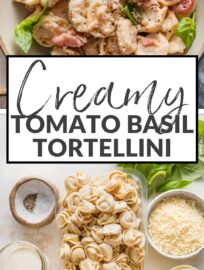 This Creamy Tomato Basil Tortellini recipe enlists fresh, vibrant produce to lighten up a delicious cream-based pasta dinner. The end result is a meal that only tastes decadent and can be on your table in about 25 minutes.