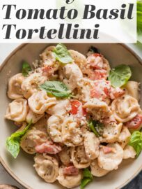 This Creamy Tomato Basil Tortellini recipe enlists fresh, vibrant produce to lighten up a delicious cream-based pasta dinner. The end result is a meal that only tastes decadent and can be on your table in about 25 minutes.