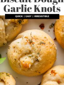 Biscuit Garlic Knots are unbelievably easy to make, but consider yourself warned: with tender, buttery biscuit dough and the most irresistible garlic Parmesan seasoning, you may find you want to eat the entire batch. No yeast, no rising, fully done in about 25 minutes. Semi-homemade never tasted so good.