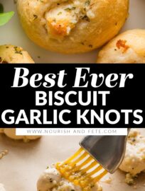 Biscuit Garlic Knots are unbelievably easy to make, but consider yourself warned: with tender, buttery biscuit dough and the most irresistible garlic Parmesan seasoning, you may find you want to eat the entire batch. No yeast, no rising, fully done in about 25 minutes. Semi-homemade never tasted so good.