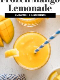 Frozen Mango Lemonade is delicious, refreshing, and fun for a cool and unique summer treat! It’s also super easy to make -- five minutes, three ingredients -- and adjust if you prefer it more tart or more sweet.