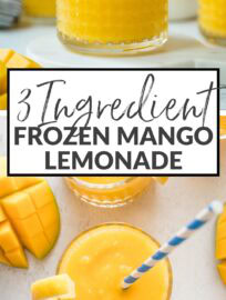 Frozen Mango Lemonade is delicious, refreshing, and fun for a cool and unique summer treat! It’s also super easy to make -- five minutes, three ingredients -- and adjust if you prefer it more tart or more sweet.