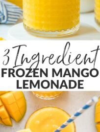 Frozen Mango Lemonade is delicious, refreshing, and fun for a cool and unique summer treat! It’s also super easy to make -- five minutes, three ingredients -- and adjust if you prefer it more tart or more sweet.