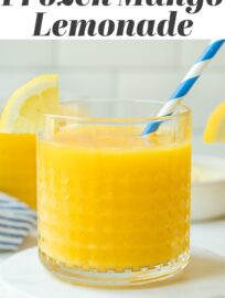 Frozen Mango Lemonade is delicious, refreshing, and fun for a cool and unique summer treat! It’s also super easy to make -- five minutes, three ingredients -- and adjust if you prefer it more tart or more sweet.