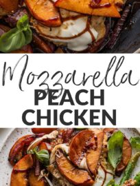 This flavorful and vibrant Peach Mozzarella Chicken is one of the first skillet dinners I crave when those late summer peaches start to hit! With tender pan-seared chicken, a tangy balsamic glaze, and plenty of plump fresh basil, this is a celebration of summer in one pan.