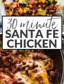 Whip up this Santa Fe Chicken skillet for an easy 30-minute, one-pan meal everyone can get excited about. Tender Southwest-seasoned chicken is pan-seared then nestled in a delicious mixture of salsa, black beans, and corn, with cheese melted on top. Flavorful and satisfying!