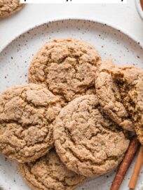 These Apple Butter Snickerdoodles are soft, chewy, and delightfully spiced with the aroma and flavors of fall: apple, cinnamon, nutmeg, and more. This is a true snickerdoodle, sweet and tender, with a cinnamon sugar coating that makes the crackly exterior especially irresistible. Apple season just got even sweeter!