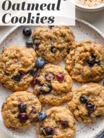 Soft, chewy Blueberry Oatmeal Cookies truly shine with the addition of rich brown butter, sea salt, and cinnamon. Fresh berries perfectly complement the nutty oats, brown sugar delivers a hint of molasses, and it all adds up to a great cookie. We love nothing more with a cup of coffee or tea or to offer as an after-school treat!