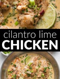 This Creamy Cilantro Lime Chicken skillet is a 30 minute, one-pan meal with major Southwest-inspired flavor and the most delicious light cream sauce. This is a family favorite quick weeknight dinner!