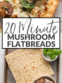This one is for the mushroom lovers out there: a super easy, quick, and umami-filled Mushroom Flatbread pizza. A fast sauté in butter makes the mushrooms tender and packs in rich flavor, then it's just a few minutes to assemble and about 10 minutes to bake. Easy mealtime perfection!