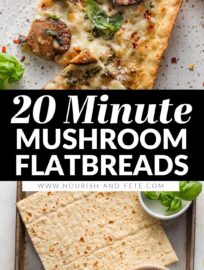 This one is for the mushroom lovers out there: a super easy, quick, and umami-filled Mushroom Flatbread pizza. A fast sauté in butter makes the mushrooms tender and packs in rich flavor, then it's just a few minutes to assemble and about 10 minutes to bake. Easy mealtime perfection!