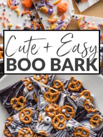 Whip up a batch of super quick and easy Boo Bark for a near-instant Halloween treat. No prep or baking required and serves a crowd or divides easily for small treat bags!