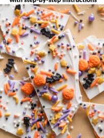 Whip up a batch of super quick and easy Boo Bark for a near-instant Halloween treat. No prep or baking required and serves a crowd or divides easily for small treat bags!