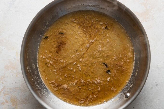 Browned butter in a large skillet.