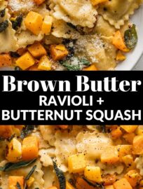 This Brown Butter Ravioli sauce is rounded out with fresh sage, roasted butternut squash, and plenty of fresh Parmesan and cracked pepper. It adds up to a satisfying dish that feels elevated but can come together in just about 30 minutes.