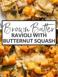 This Brown Butter Ravioli sauce is rounded out with fresh sage, roasted butternut squash, and plenty of fresh Parmesan and cracked pepper. It adds up to a satisfying dish that feels elevated but can come together in just about 30 minutes.