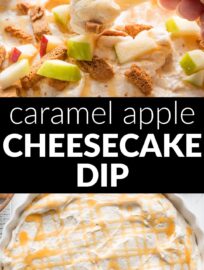Creamy and rich, this Caramel Apple Cheesecake Dip is a dreamy appetizer or shareable dessert for any fall gathering, with real whipped cream, caramel sauce, and sea salt. Serve with apple slices, graham crackers, and Biscoff cookies for dipping.