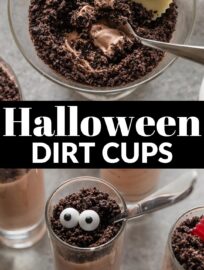 Cute, quick, and tasty, Halloween Dirt Cup Shooters are a fun spin on a classic easy dessert. Whip up the creamy chocolate pudding then have fun with the toppings; they can be as simple or as involved as you want them to be.